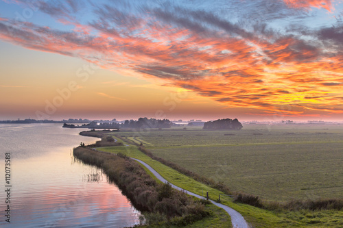 Aerial view of Netherlands Polder landscape