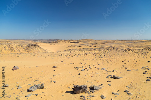 Sandy desert near Nubian village in Egypt.