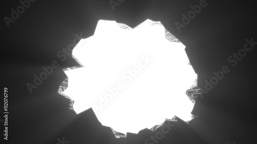 Wall break through demolish smash escape to white light transition 4K