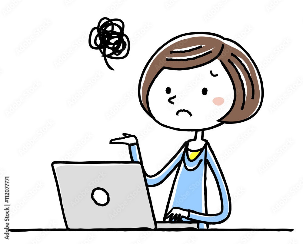イラスト素材 若い女性 パソコン 困惑 Stock Vector Adobe Stock