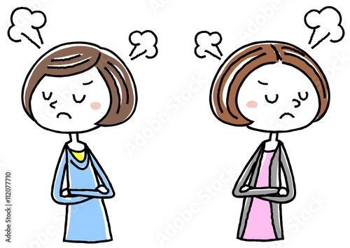 イラスト素材：若い女性　不仲
