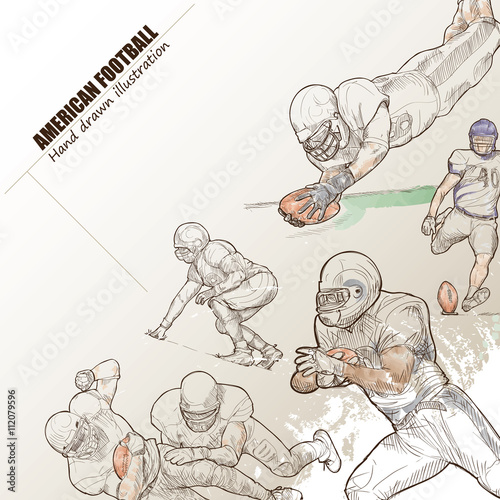 Illustration of American football. hand drawn. American football poster. Sport background.