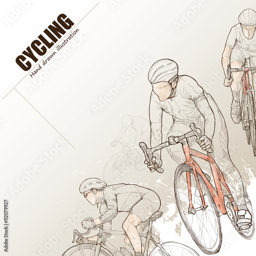 Illustration of Cycling. hand drawn. Cycling poster. Sport background.