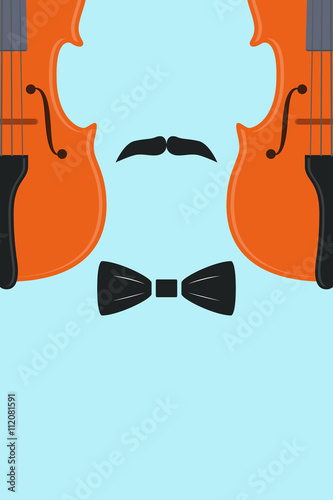 Advertising card with violin in human form