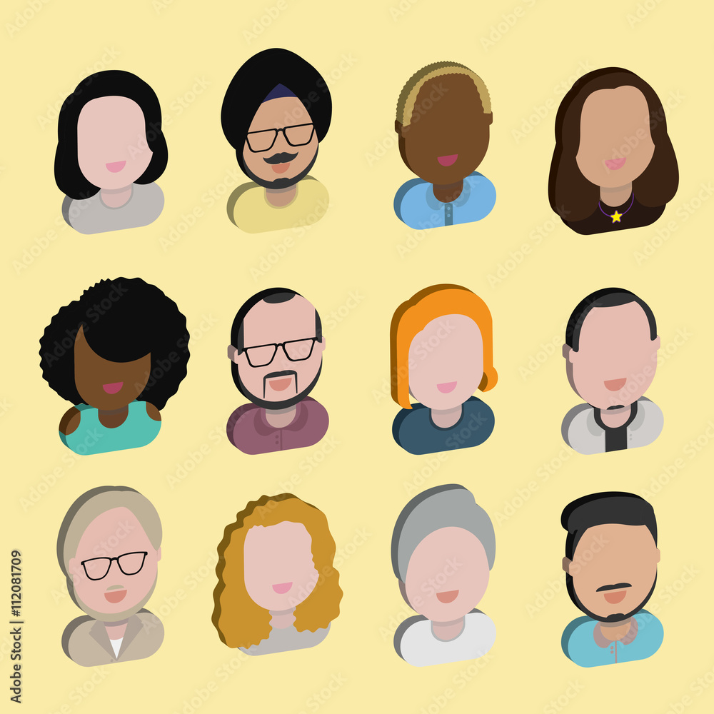 Diversity Interracial Community People Flat Design Icons Concept Diversity Interracial Community People Flat Design Icons Concept