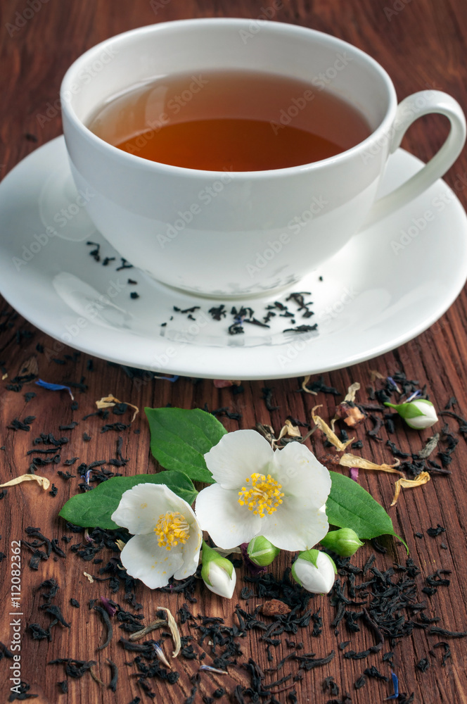 Jasmine tea with jasmine herb flower Jasmine tea with jasmine herb flower