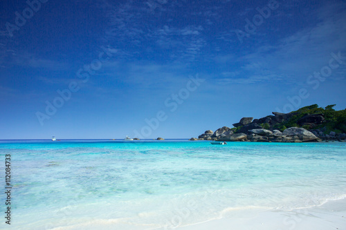 Similans  are a group of nine islands in the Andaman sea of southern Thailand. The Similans are famous in distinctive blue colored water and very fine sand.