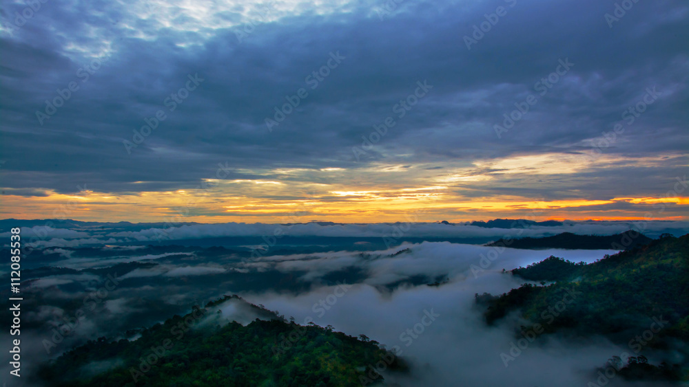 landscape showing a misty morning