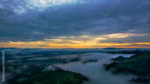 landscape showing a misty morning