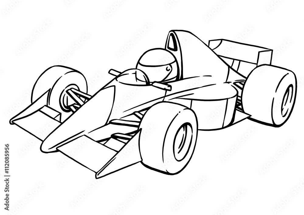 child's funny cartoon formula race car illustration art Stock Illustration  | Adobe Stock