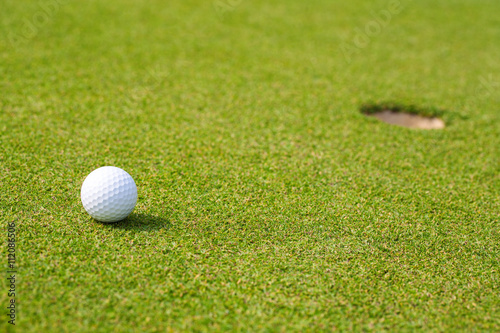 golf ball on the green grass