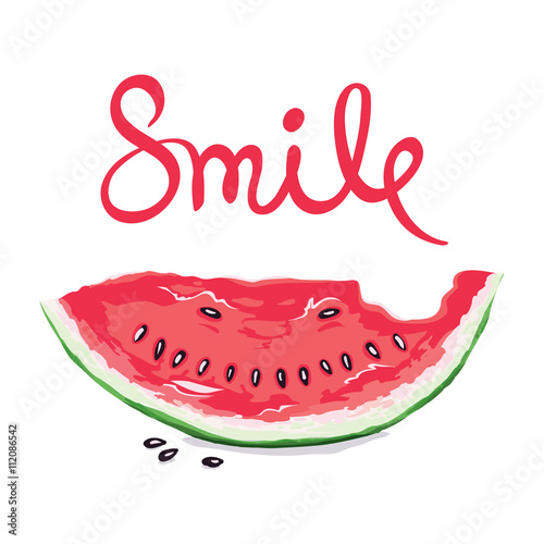 A fun summer smile/ Vector illustration with slices of watermelon