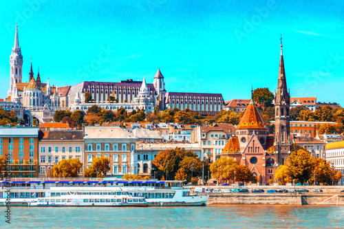 buildings of Budapest on Danube