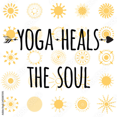 Inspirational and motivational quote. Abstract yellow sunny mandala background.