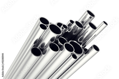 Metallic pipes isolated on white. 3d illustration