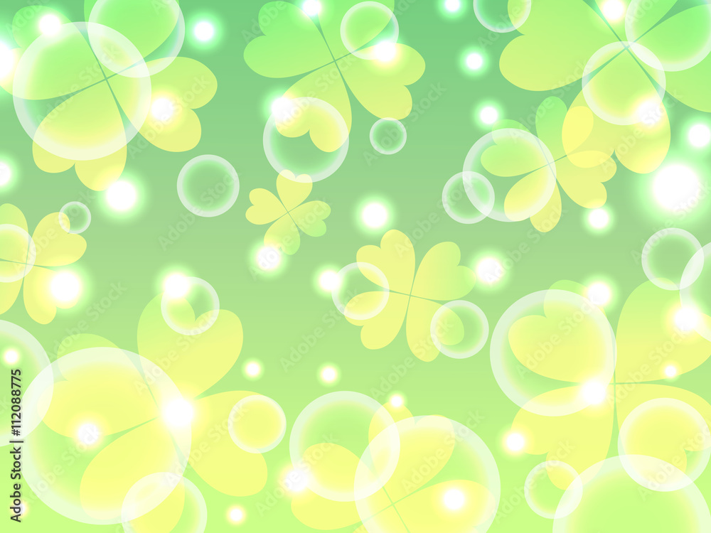 four leaf clover and bubble green fresh abstract background vector four leaf clover and bubble green fresh abstract background vector