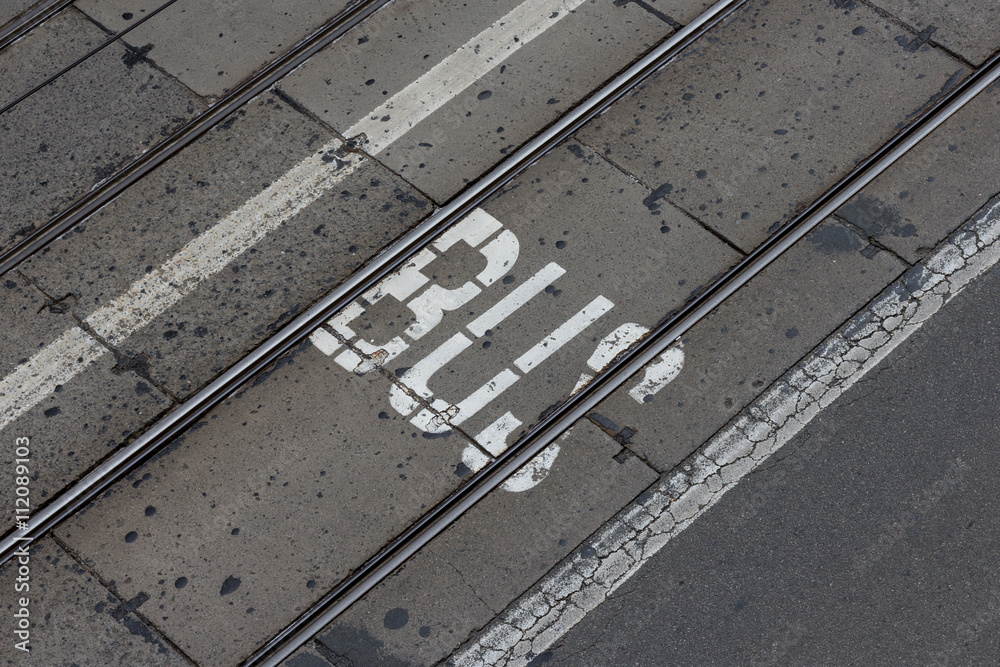Fototapeta premium bus lane - word written on asphalt street