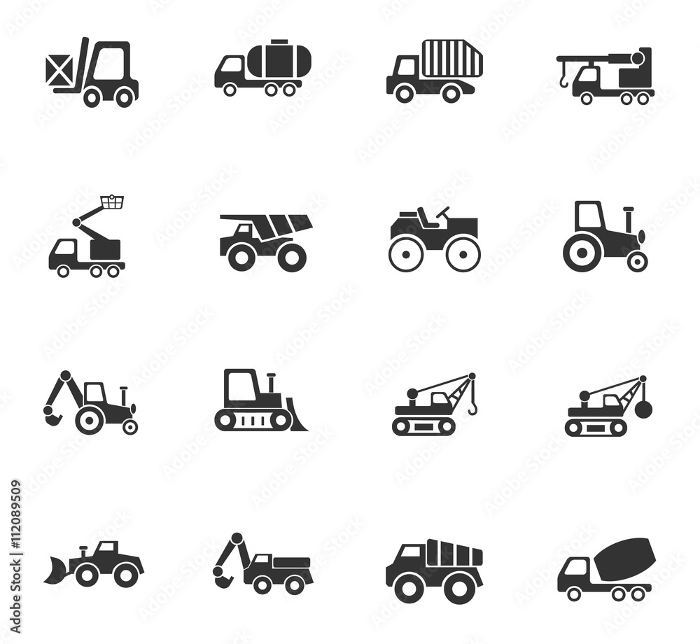 industrial transport icon set