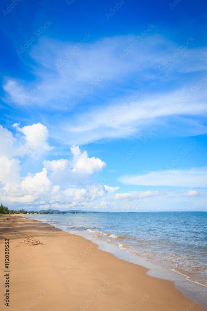 Beautiful sky with sea on the peaceful beach for relax, beach background.