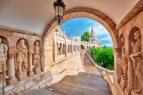 View on the Old Fisherman Bastion in Budapest. Arch Gallery. Fototapet