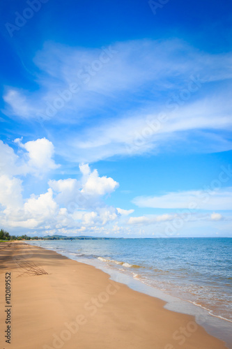 Beautiful sky with sea on the peaceful beach for relax  beach background.