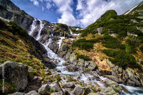 Mountain waterfall Siklawa in Polish Tatra