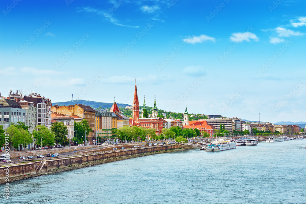 View of the side river Danube and the part of city Budapest- Bud