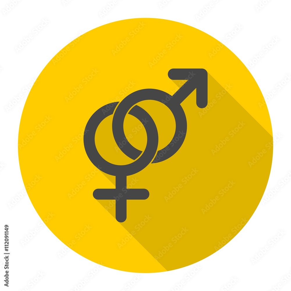 Male and female sex symbol with long shadow Male and female sex symbol with long shadow