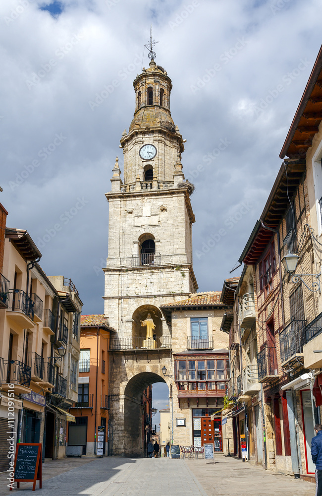 Clock tower in front of the market Toro Spain