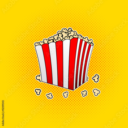 Vector popcorn box in pop art style.