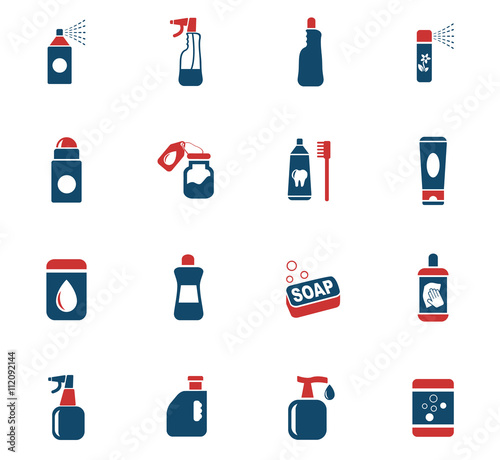 household chemicals icon set
