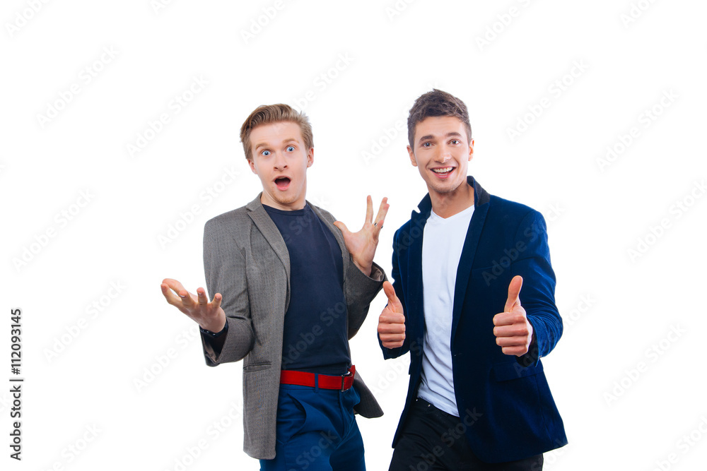 Two handsome young men isolated on white Two handsome young men isolated on white