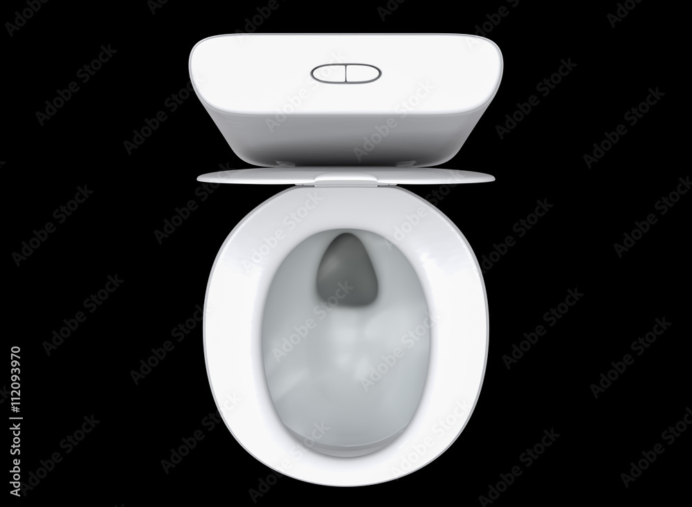 3D rendering toilet seat on top view isolated on black background. Stock  Illustration | Adobe Stock