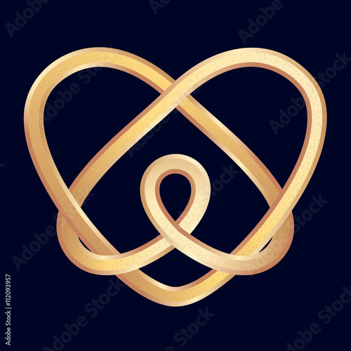 Golden celtic heart on dark blue background