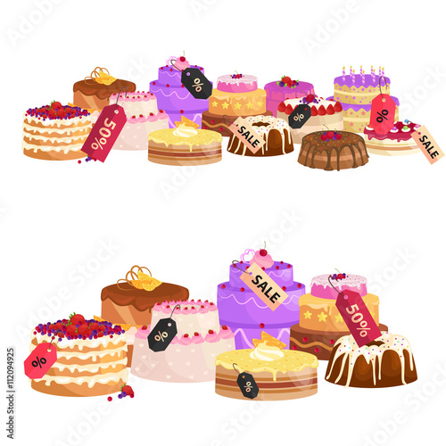 confectionery shop Sale. Set of sweets, cakes. desserts. vector illustration