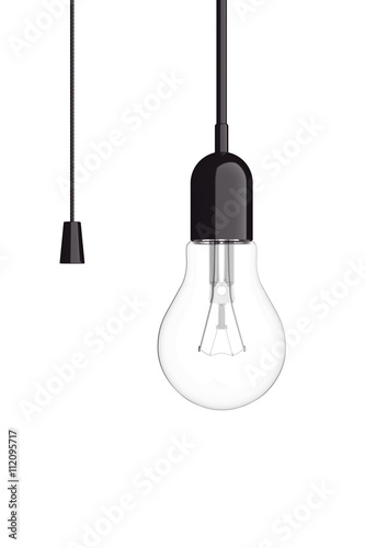 Light Bulb with Cord  Switch. 3d Rendering