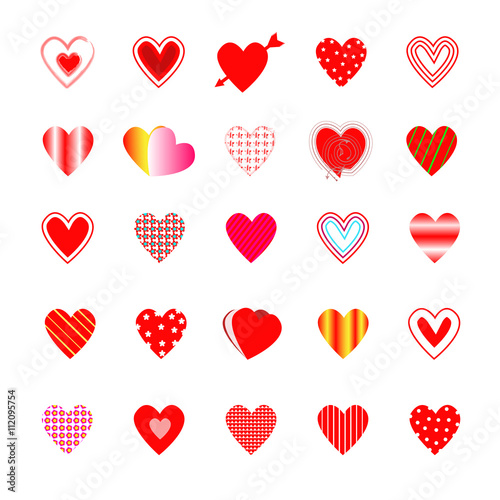 Variety heart shape on white background.
