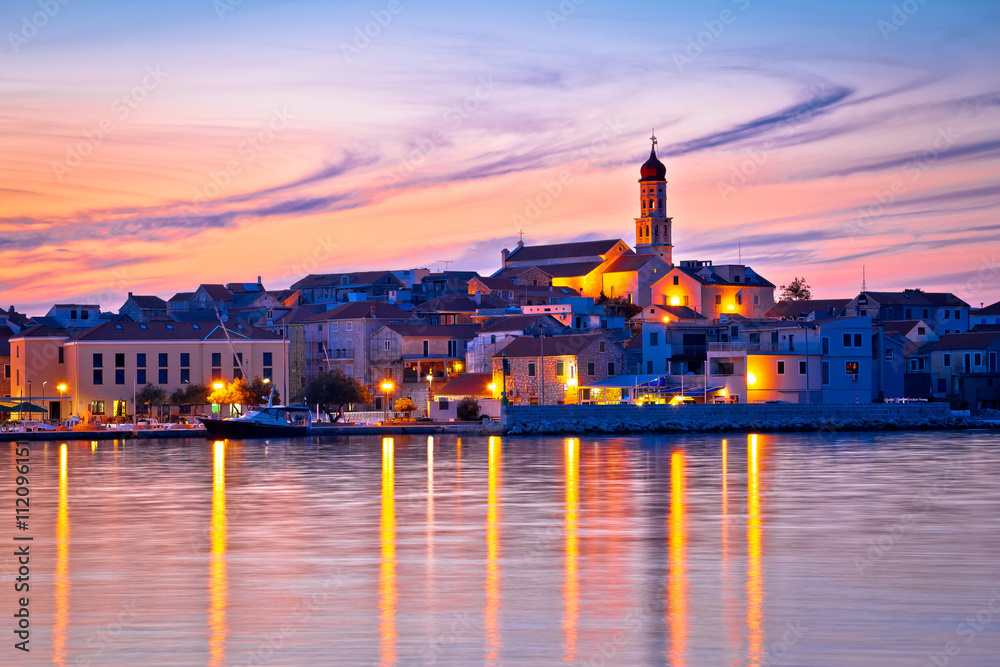 Old mediterranean town of Betina sunset view