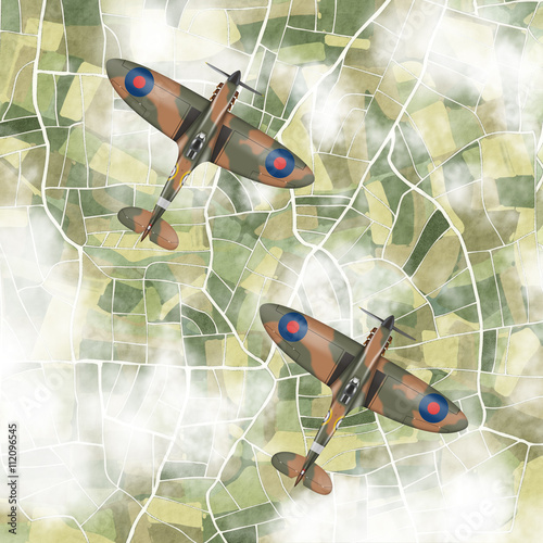 Tapety artystyczne Spitfires flying in pairs.
