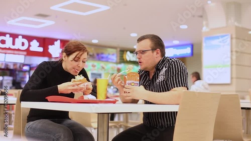 Man And Woman In Fast Food Restaurant