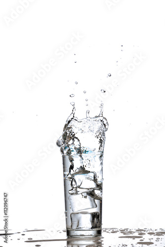 Water splashes in the glass