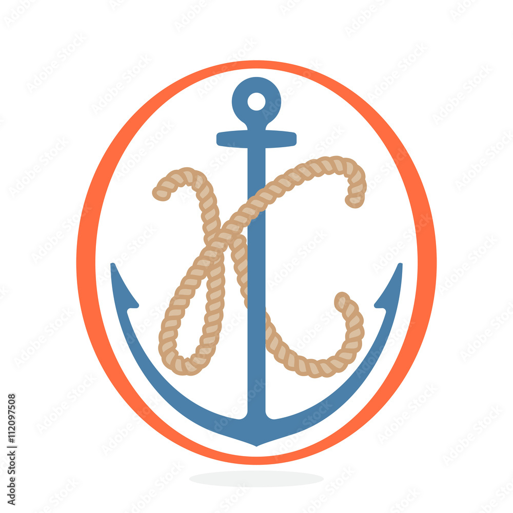 K letter logo formed by rope with an anchor. K letter logo formed by rope with an anchor.