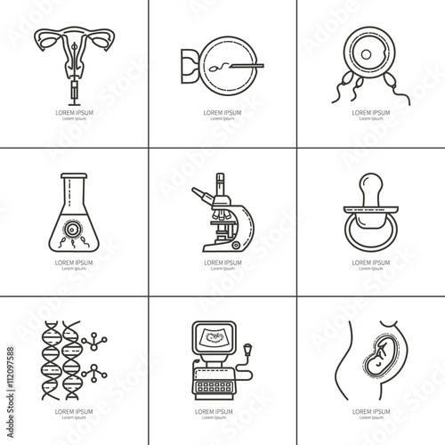 Icons set midwifery