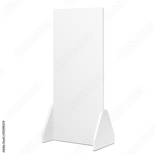Simple Outdoor Indoor Stander Advertising Stand Banner Shield Display, Advertising. Mock Up Products On White Background Isolated. Ready For Your Design. Product Packing. Vector EPS10