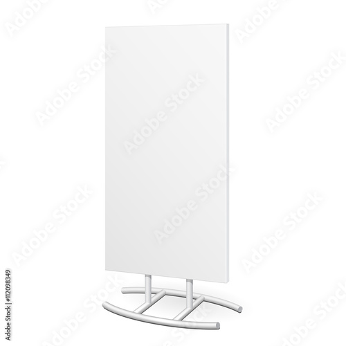 Outdoor Indoor Stander Advertising Stand Banner Shield Display, Advertising. Mockup, Mock Up, Template. Products On White Background Isolated. Ready For Your Design. Product Packing. Vector EPS10
