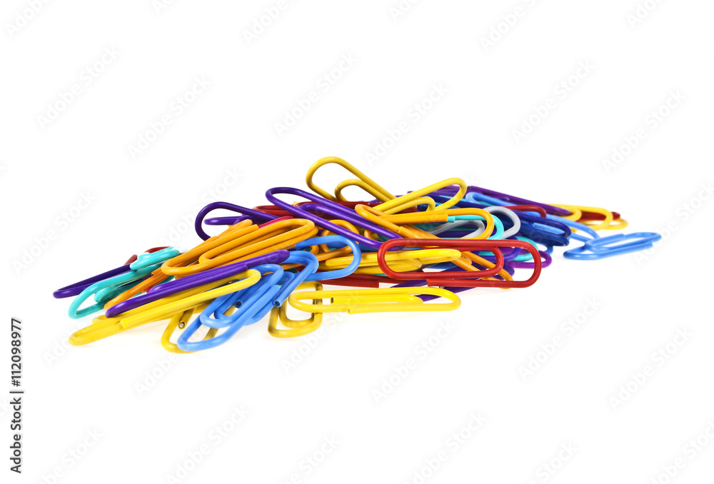 Bunch of colorful paper clips isolated on white background Bunch of colorful paper clips isolated on white background