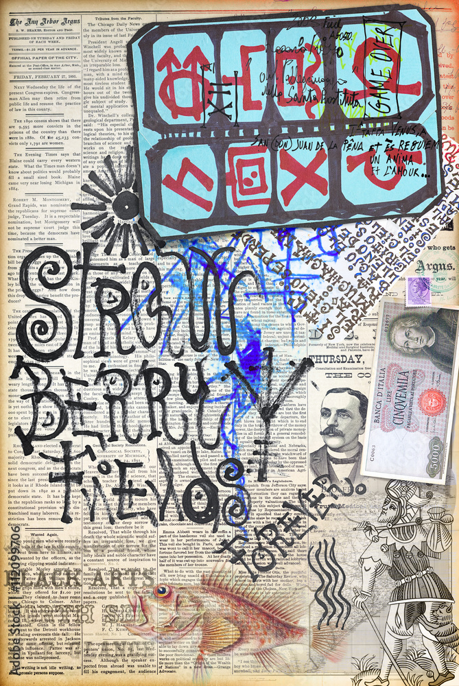 Obraz premium Vecchie carte misteriose,ritagli e collage