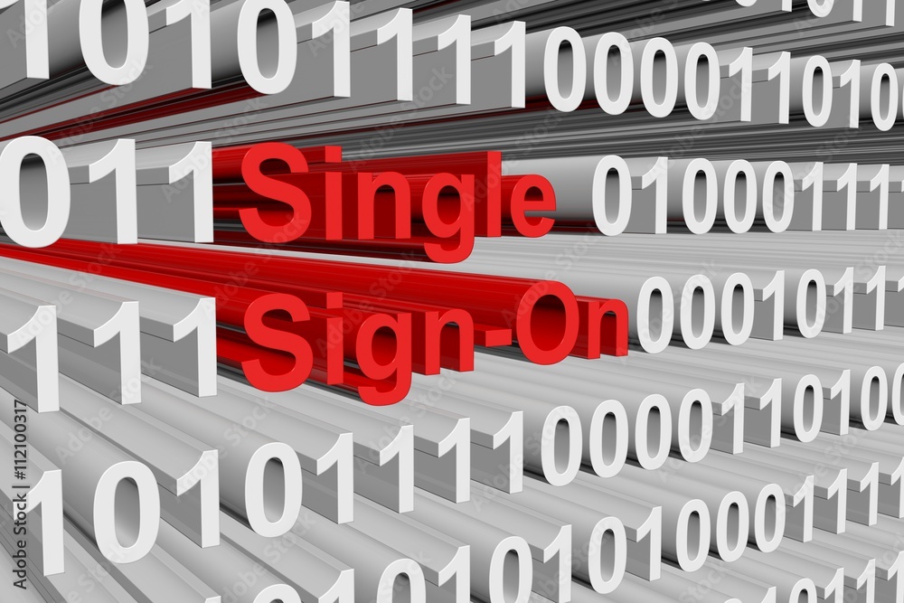 Single Sign On in the form of binary code, 3D illustration