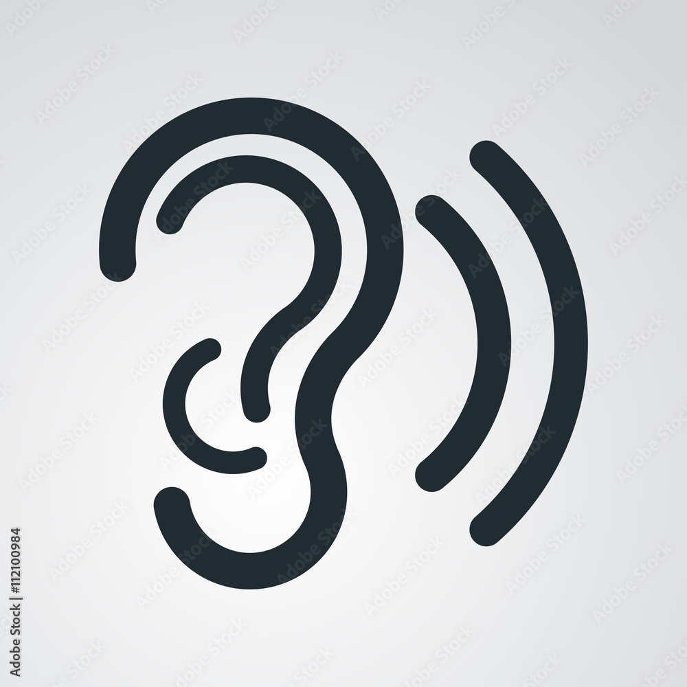 Icono plano escuchar en fondo degradado Icono plano escuchar en fondo degradado