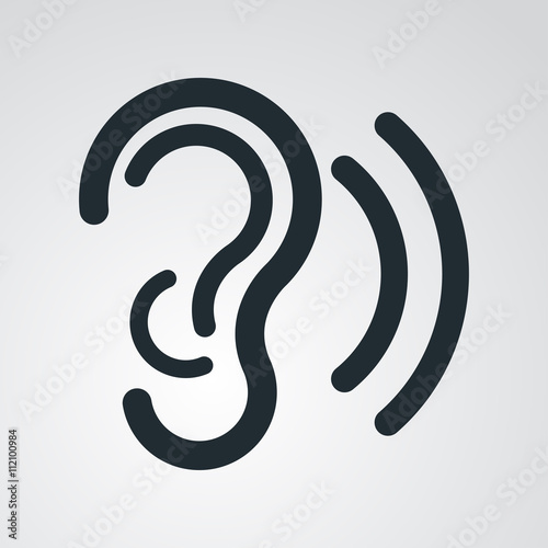 Icono plano escuchar en fondo degradado